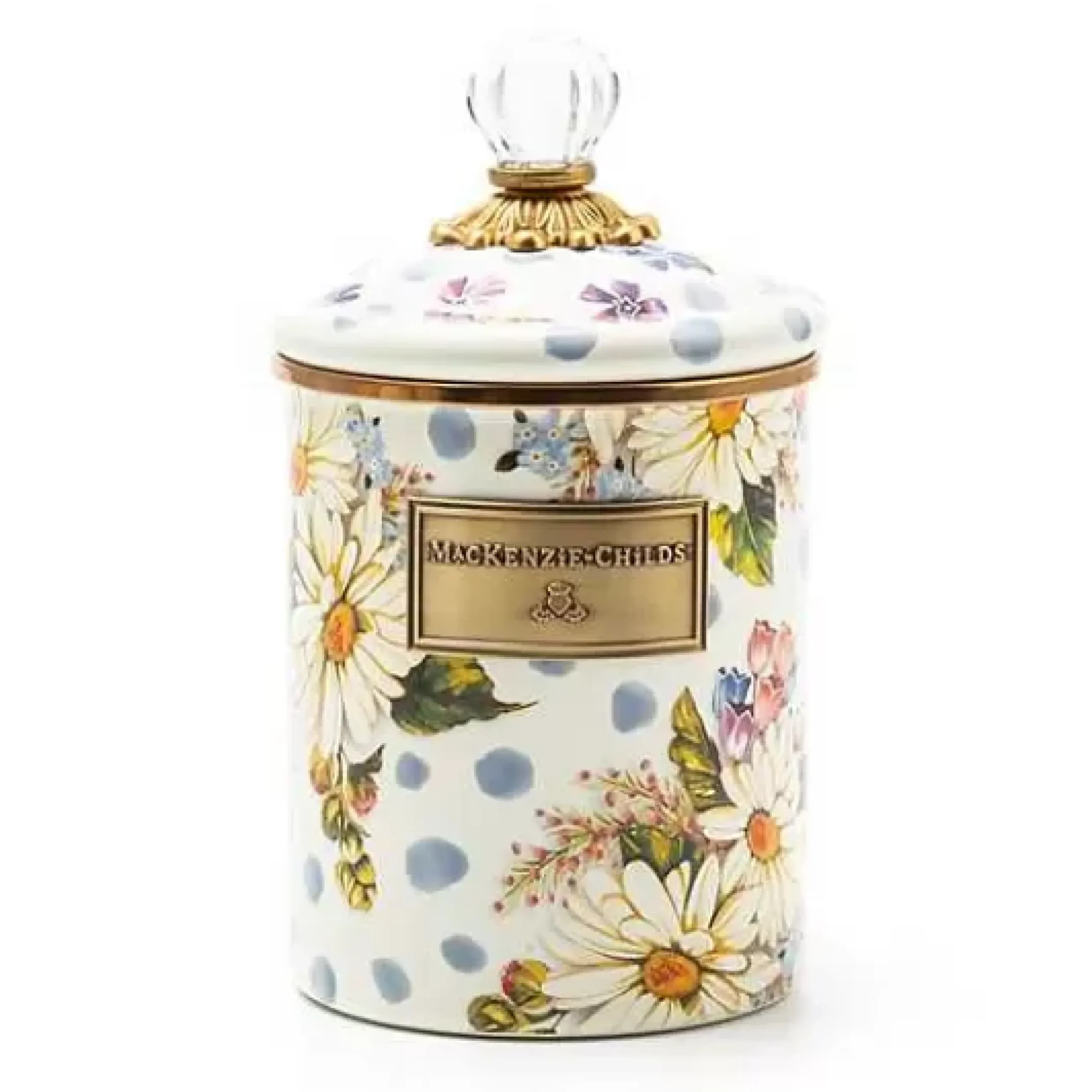 MacKenzie-Childs Wildflowers Blue Enamel Medium Canister< Kitchen Storage & Organization