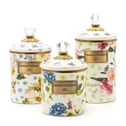 MacKenzie-Childs Wildflowers Blue Enamel Medium Canister< Kitchen Storage & Organization