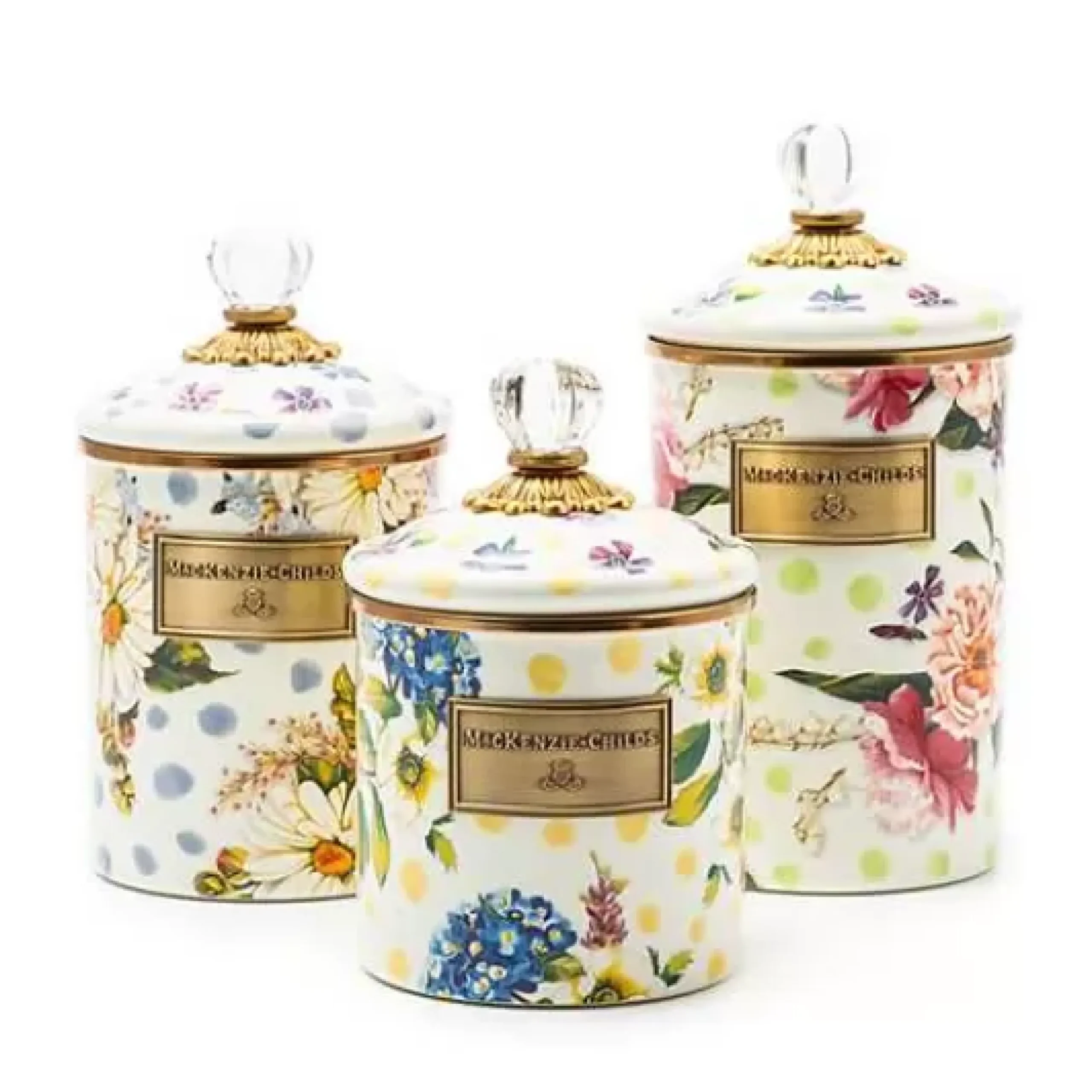 MacKenzie-Childs Wildflowers Blue Enamel Medium Canister< Kitchen Storage & Organization