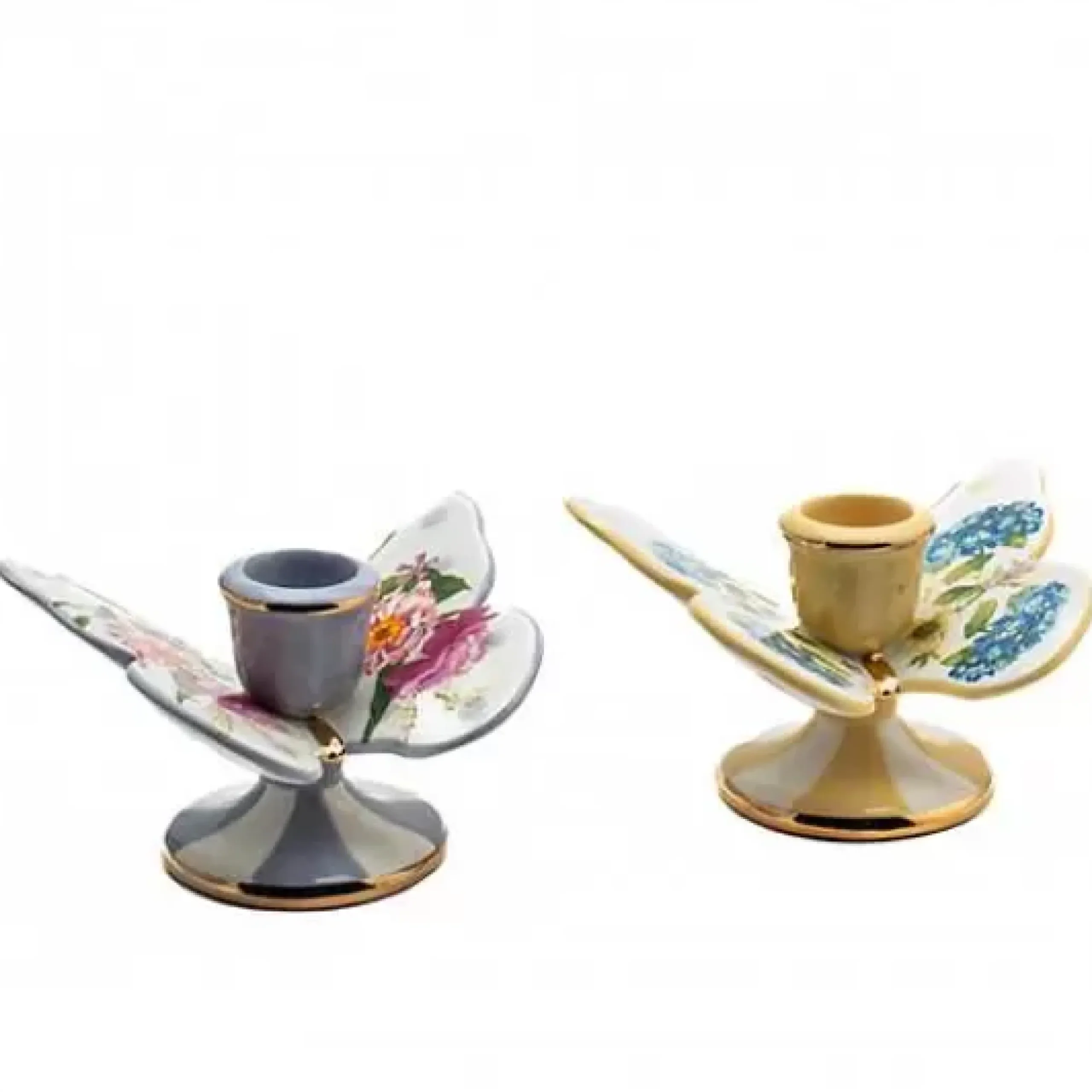 MacKenzie-Childs Wildflowers Butterfly Candle Holders, Set of 2< Spring|Candles & Fragrances