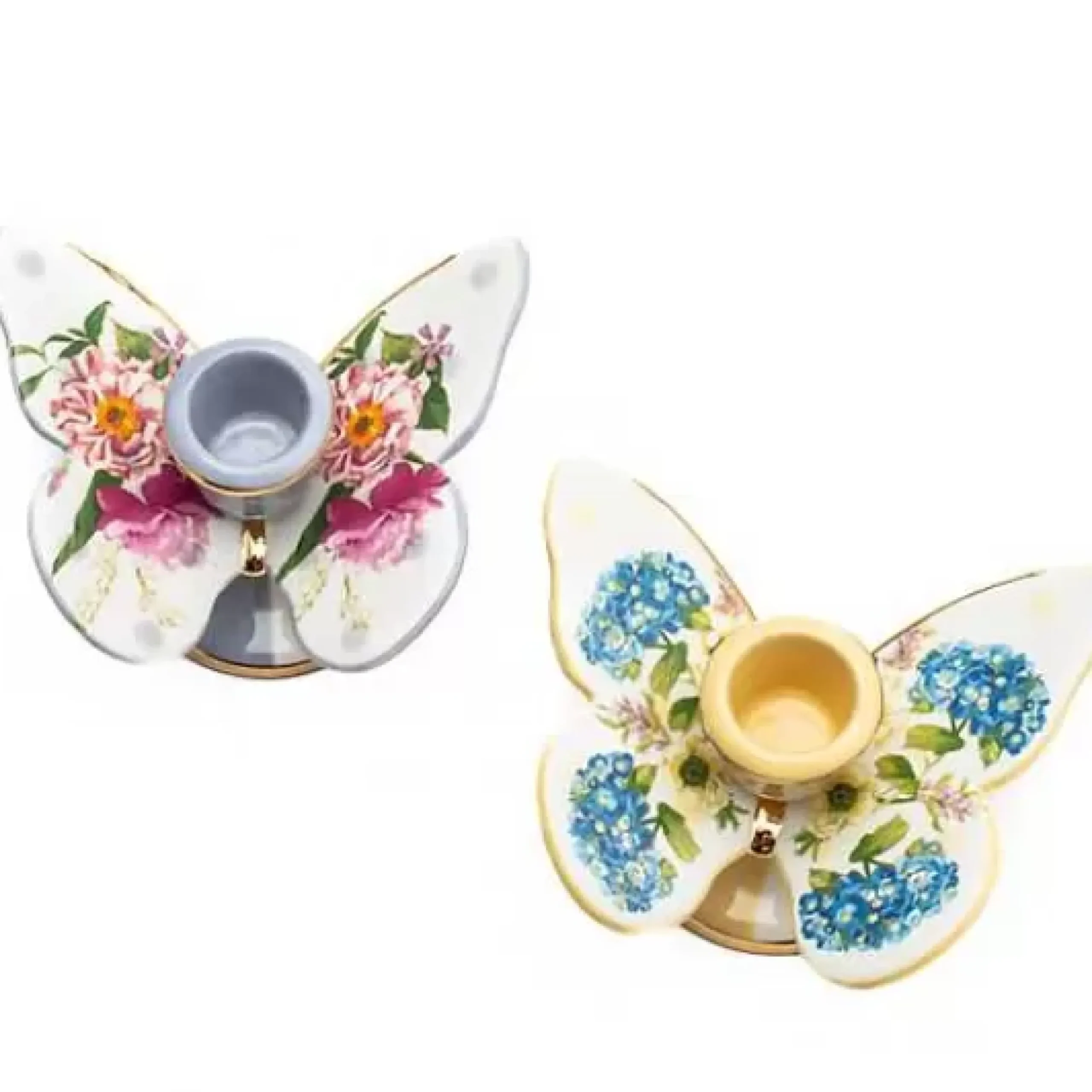 MacKenzie-Childs Wildflowers Butterfly Candle Holders, Set of 2< Spring|Candles & Fragrances