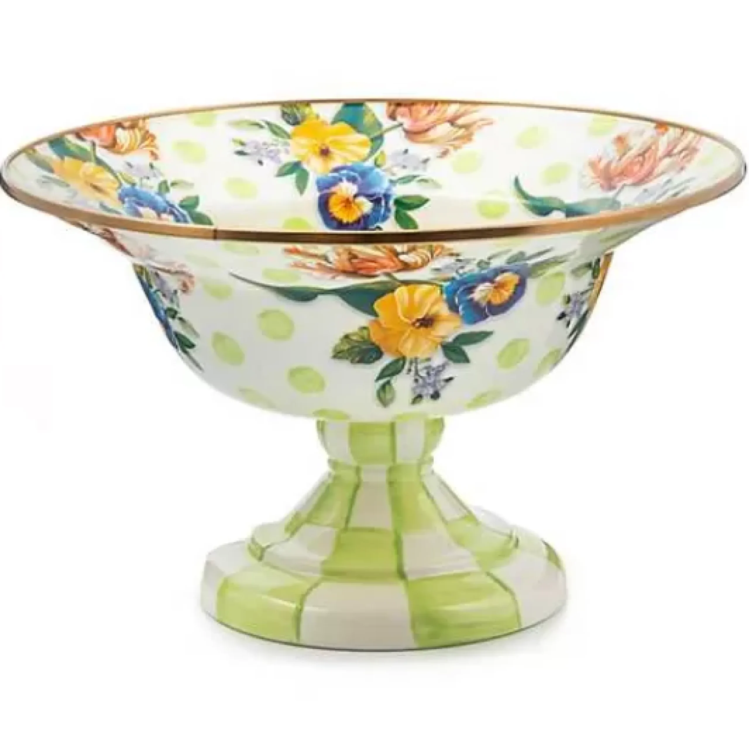 MacKenzie-Childs Wildflowers Green Large Compote< Spring|Serveware