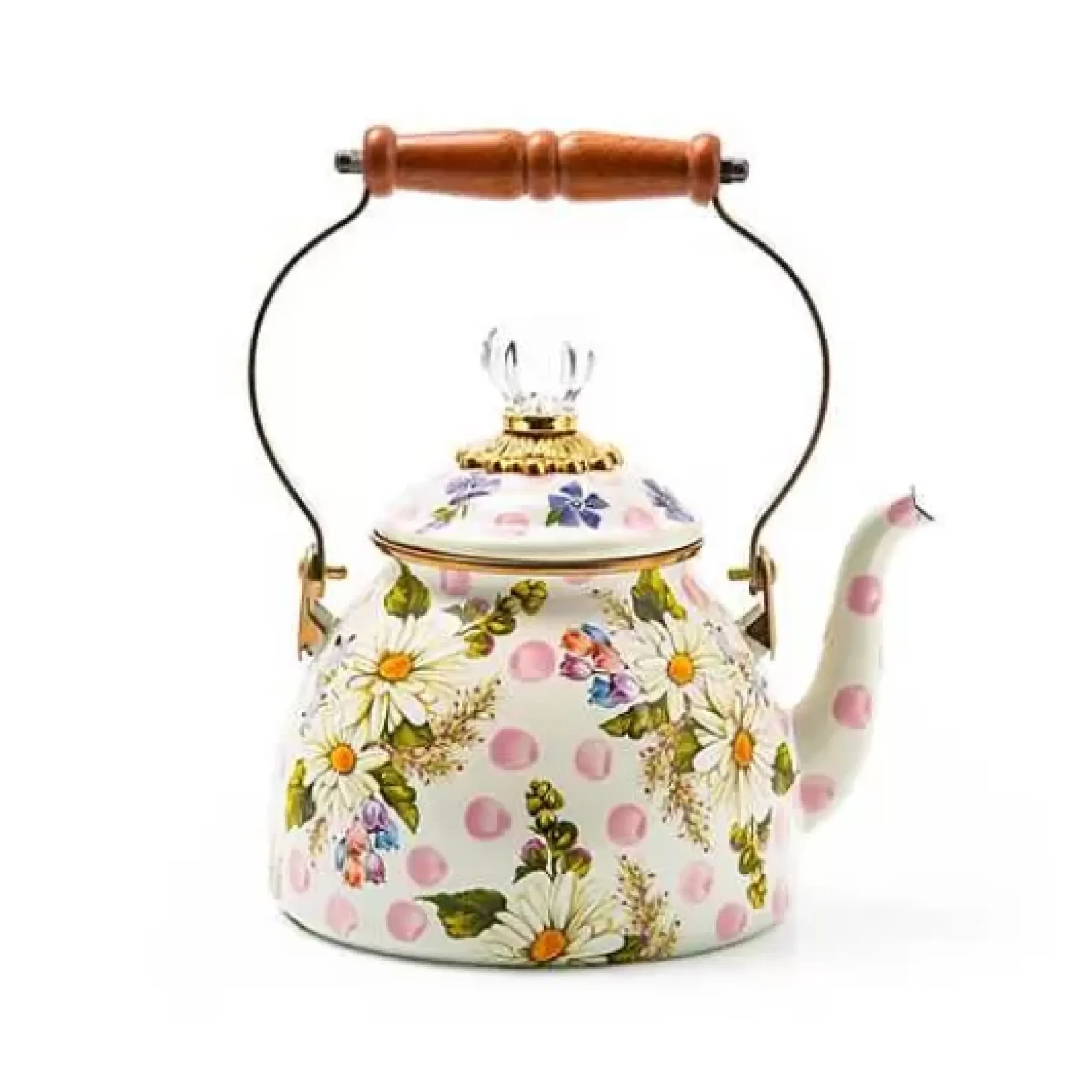MacKenzie-Childs Wildflowers Pink 2 Quart Tea Kettle< The Coffee Shop|Serveware