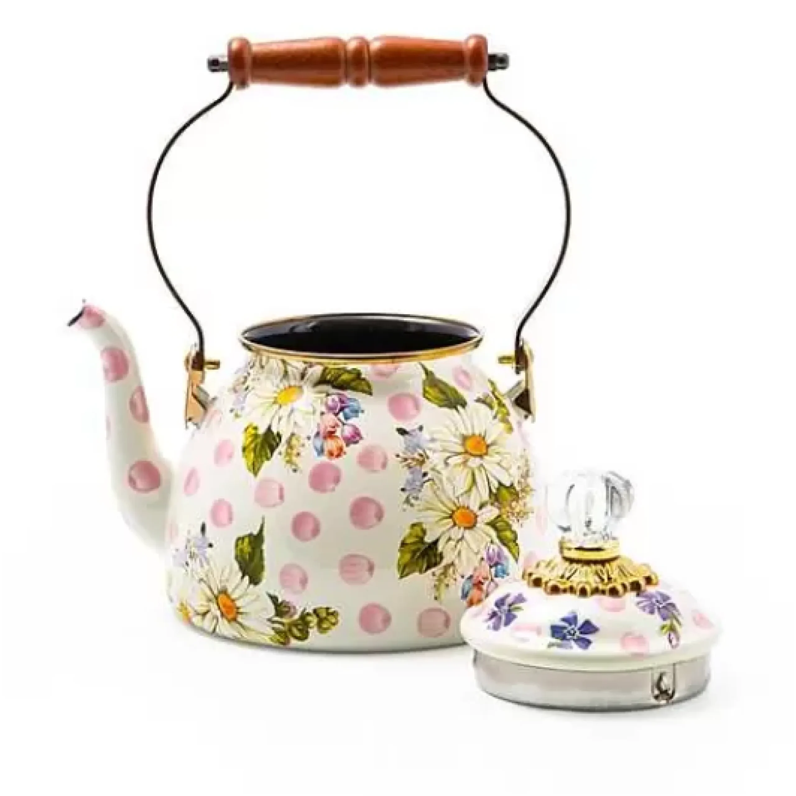 MacKenzie-Childs Wildflowers Pink 2 Quart Tea Kettle< The Coffee Shop|Serveware