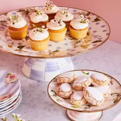 MacKenzie-Childs Wildflowers Pink Mini Pedestal Platter< Serveware