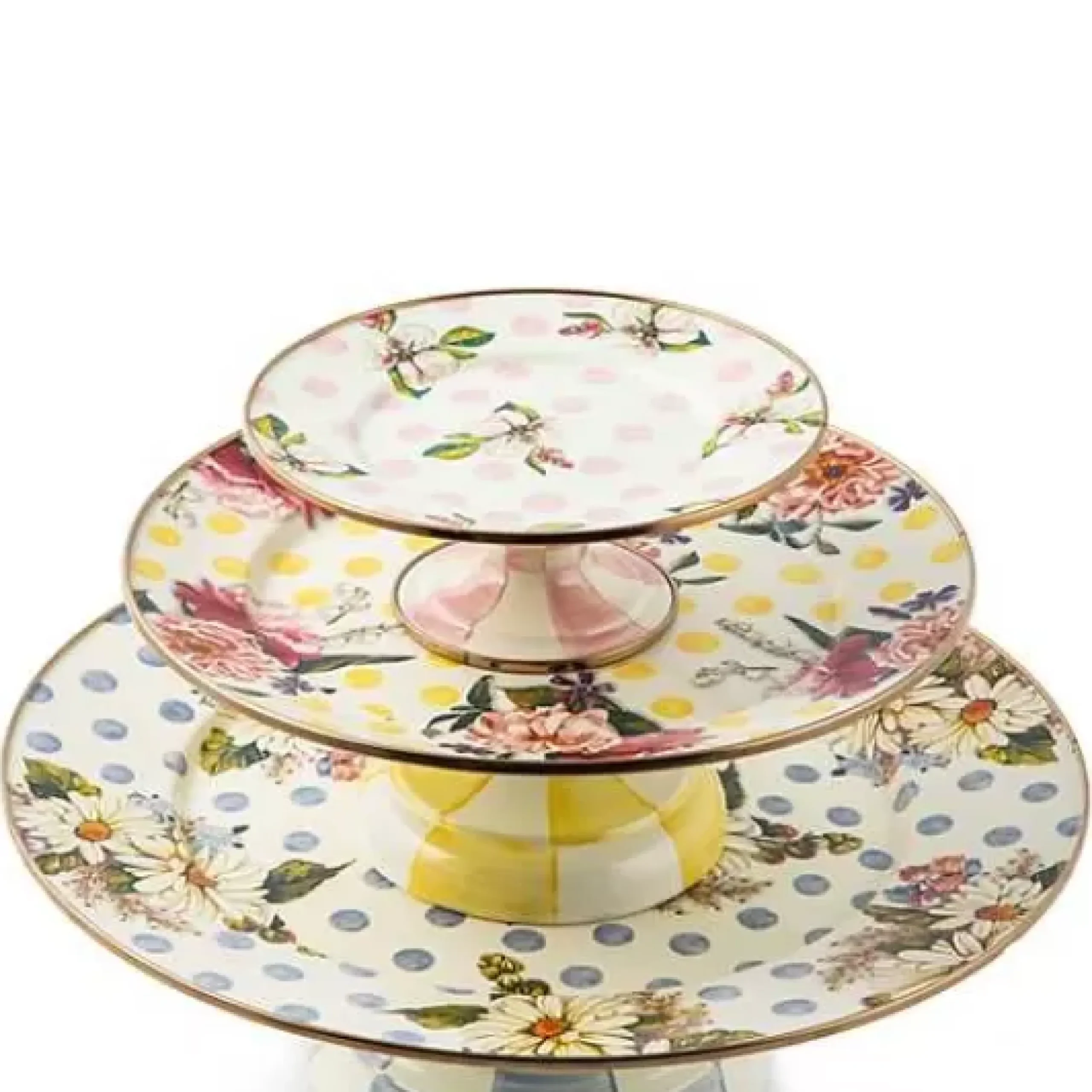 MacKenzie-Childs Wildflowers Pink Mini Pedestal Platter< Serveware