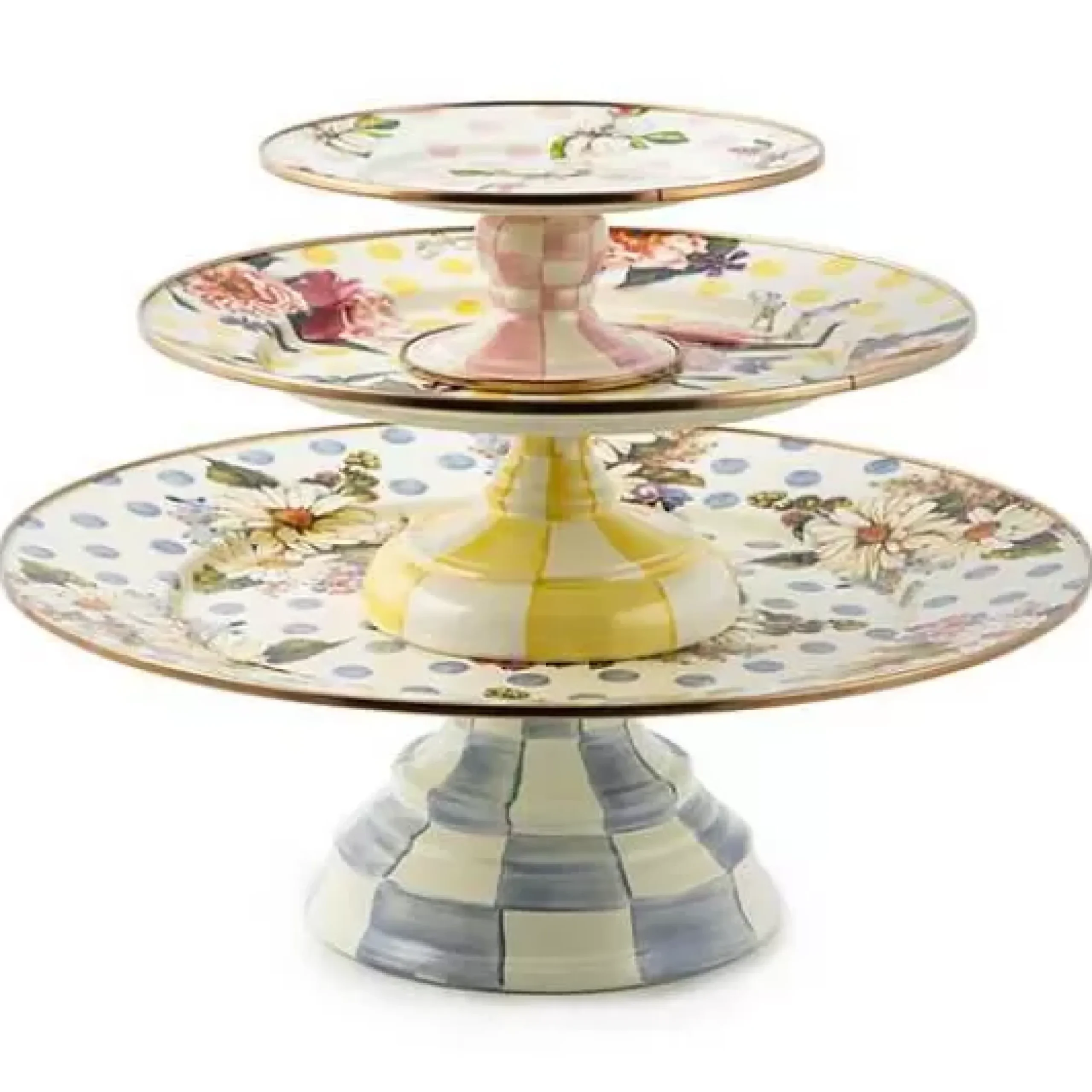MacKenzie-Childs Wildflowers Pink Mini Pedestal Platter< Serveware