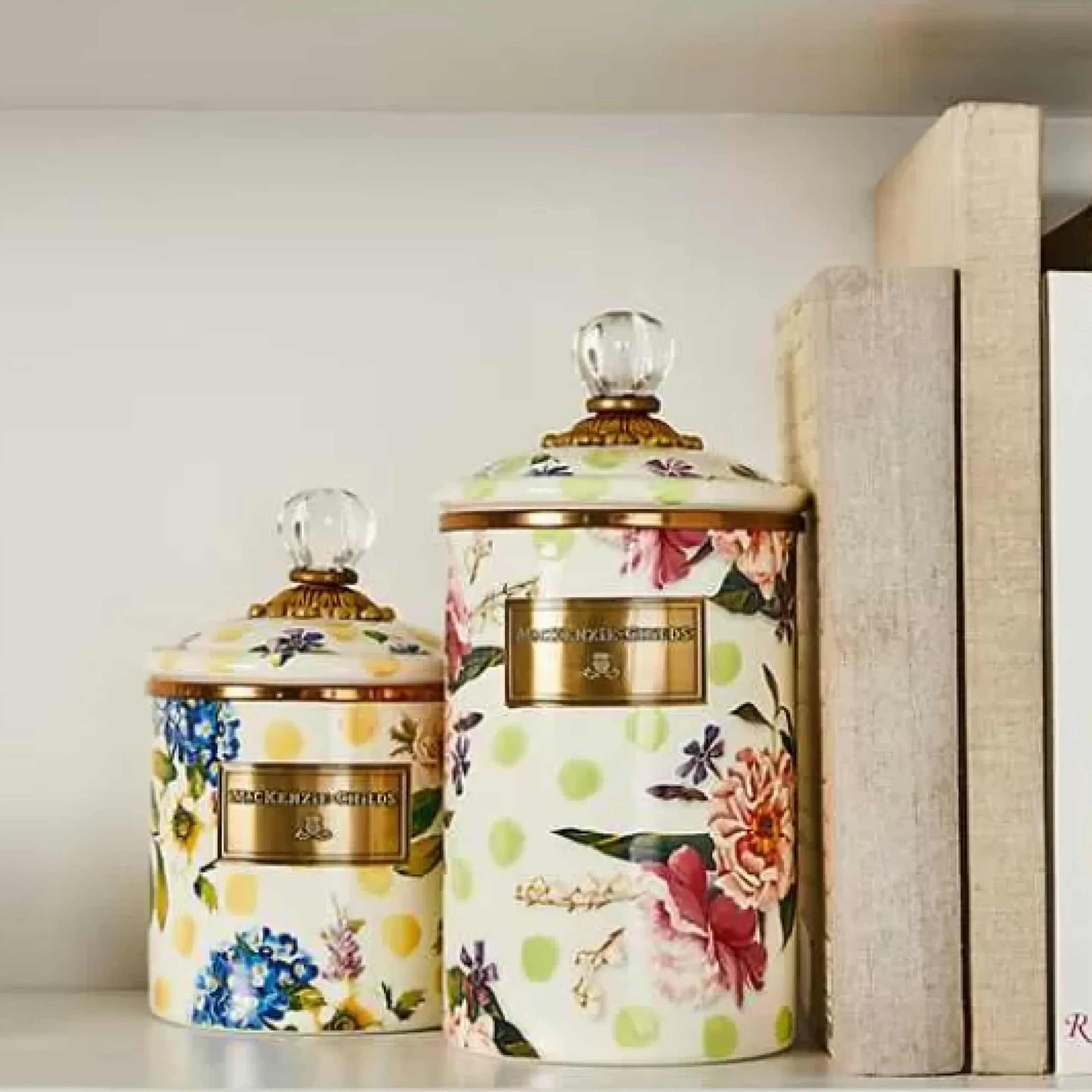 MacKenzie-Childs Wildflowers Yellow Small Canister< Kitchen Storage & Organization