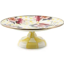 MacKenzie-Childs Wildflowers Yellow Small Pedestal Platter< Serveware