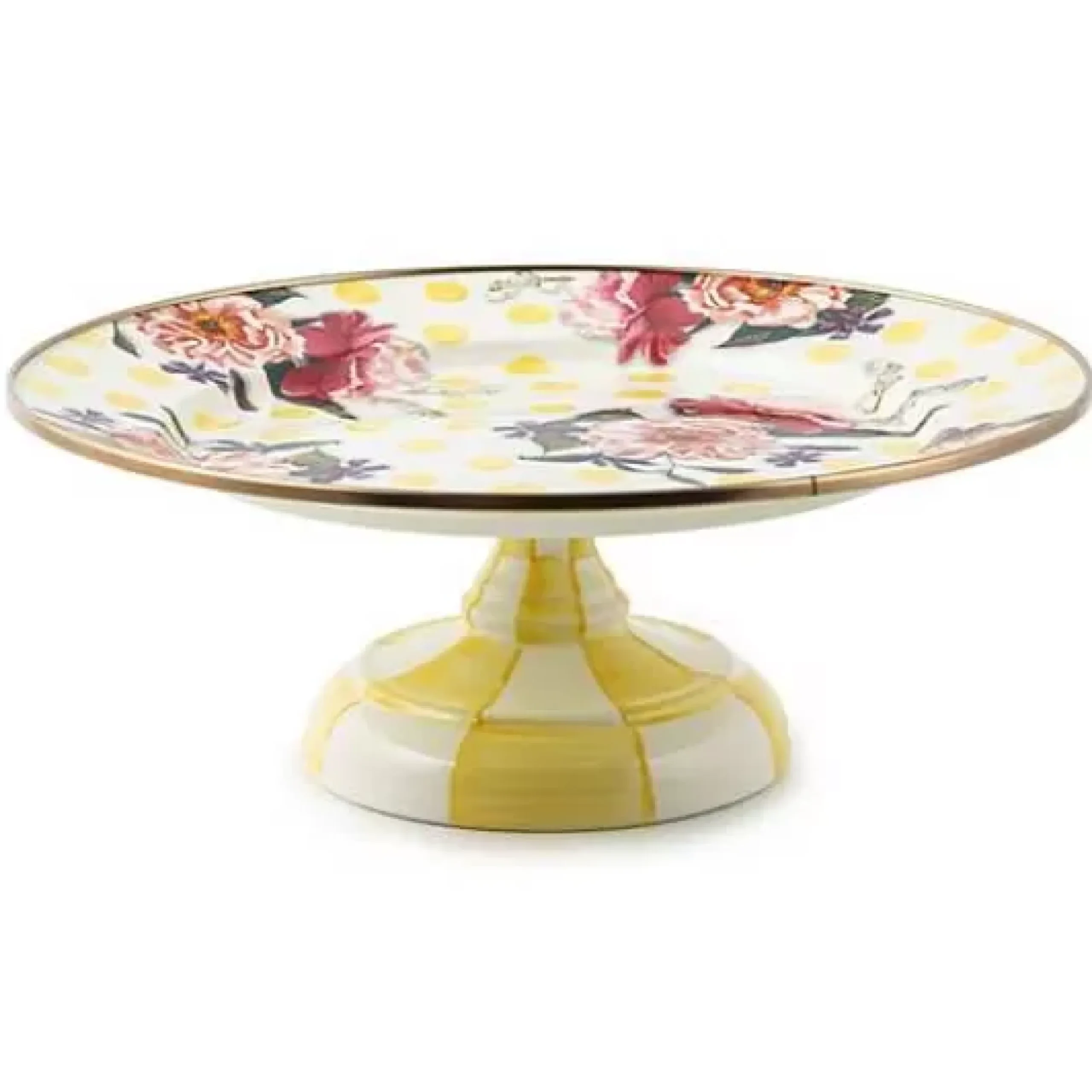 MacKenzie-Childs Wildflowers Yellow Small Pedestal Platter< Serveware