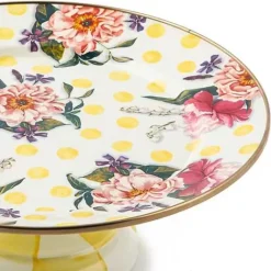 MacKenzie-Childs Wildflowers Yellow Small Pedestal Platter< Serveware