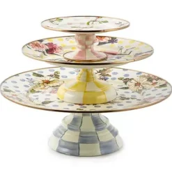 MacKenzie-Childs Wildflowers Yellow Small Pedestal Platter< Serveware