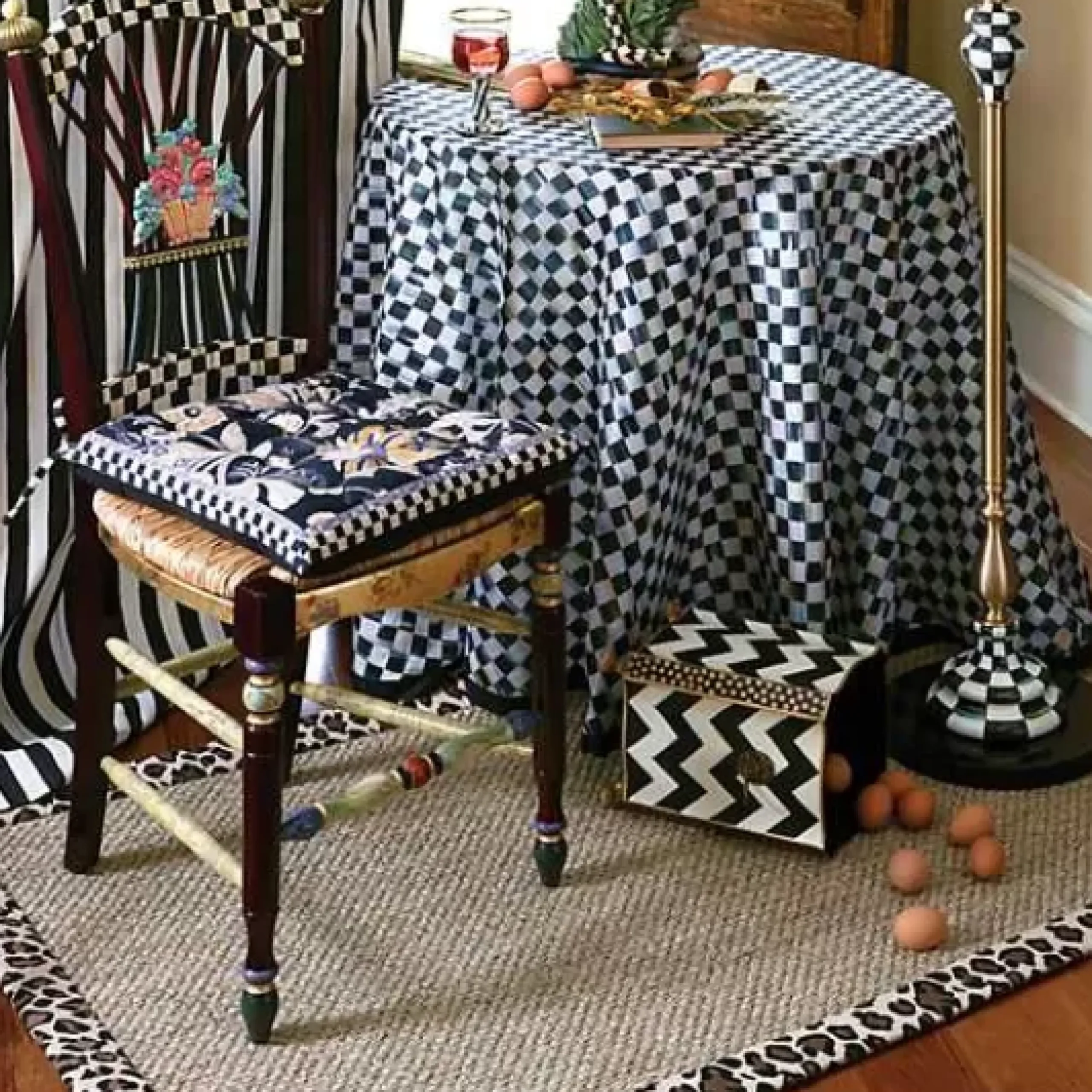 MacKenzie-Childs Zig Zag Waste Bin< Bath & Bath Accessories|Room Accents